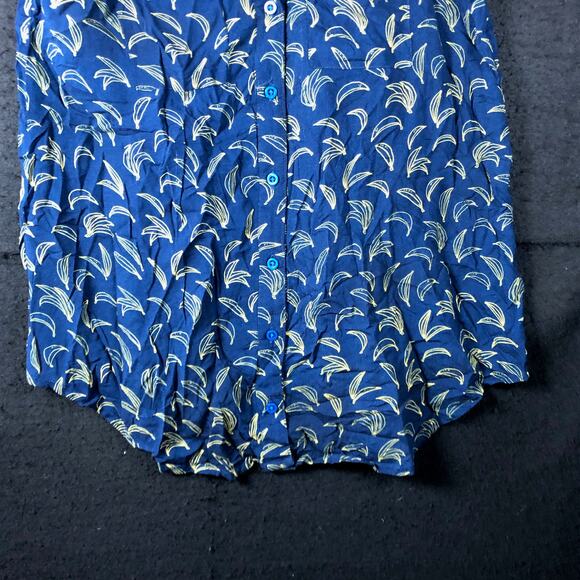 Maeve Anthropologie Women Blouse Blue Banana Print Sleeveless Button Down 0 - Picture 4 of 13